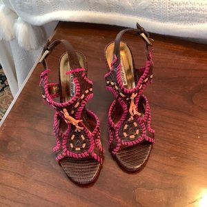 Charles David Brien with Pink Accents Leather Heels Size 6